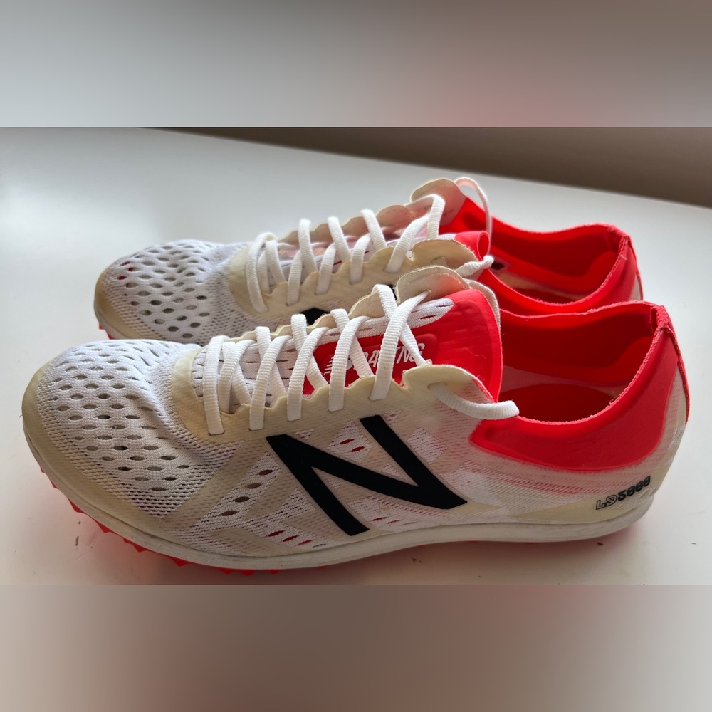 New Balance White and Red Athletic Shoes